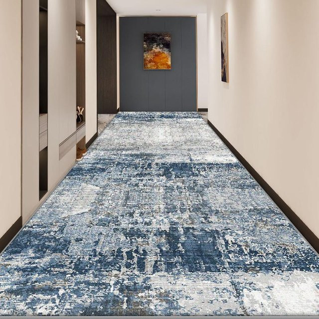 Karpetti Moderner Abstrakt Läufer Teppich in Blau, Rutschfest und Waschbar, B/T: 100 x 200 cm - Bild 1