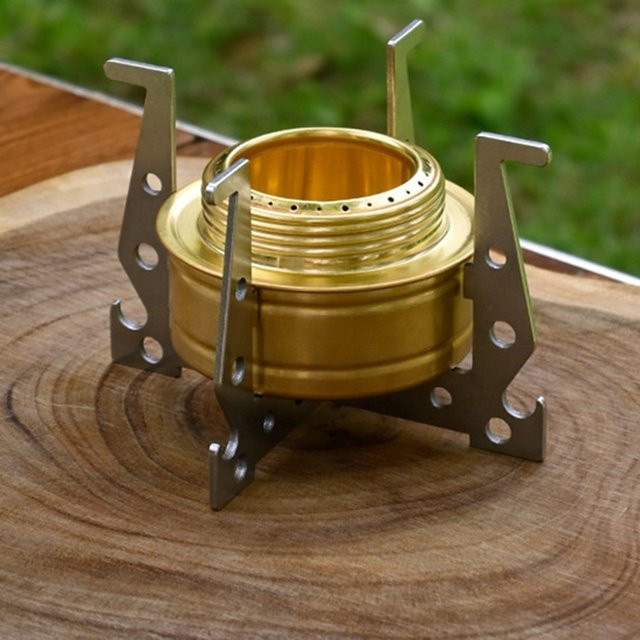 YTYIN Alkoholkocher aus Aluminiumlegierung in Gelb, tragbarer winddichter Outdoor-Grillofen für Camping und Wandern - Bild 1