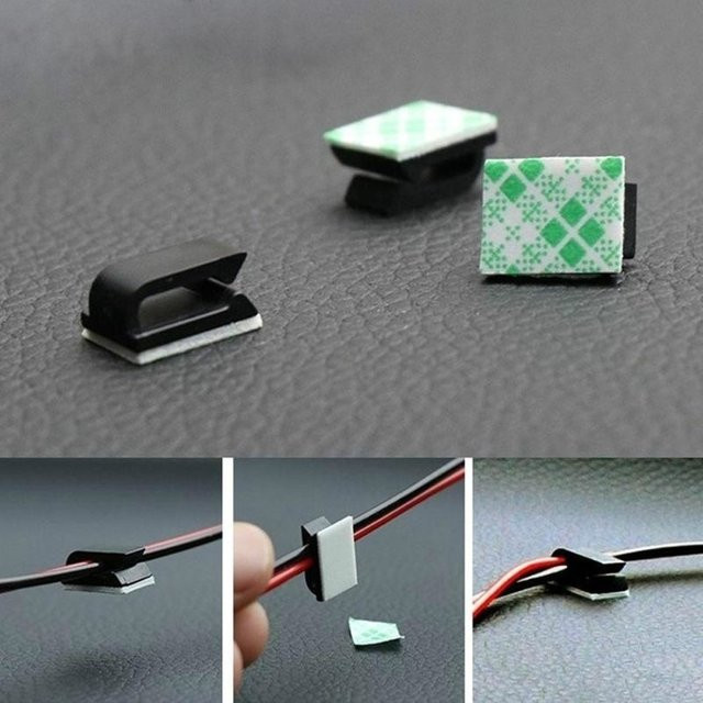 20 Stück Selbstklebende Kabelclips zur Kabelorganisation für Auto GPS und Lichtkabel in Schwarz - Bild 1