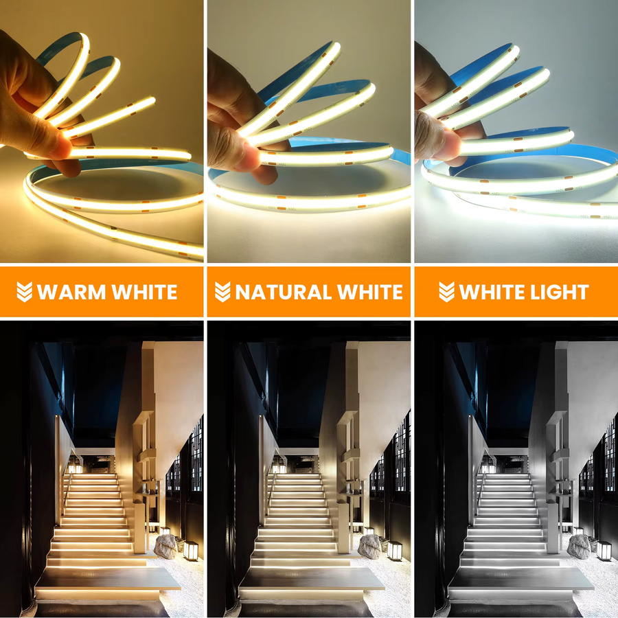 KISUFU COB LED-Streifen RGB mit 9 Farben, dimmbar und selbstklebend, 12V, Multicolour Nachtbeleuchtung für Küche, Spiegel oder TV-Hintergrundbeleuchtung - Bild 3