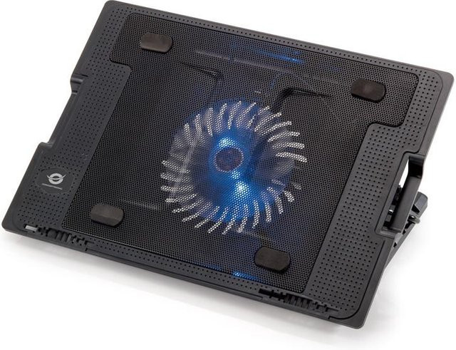 Klappbarer kühlender Notebook-Ständer von Conceptronic in Schwarz mit USB-C - Bild 1