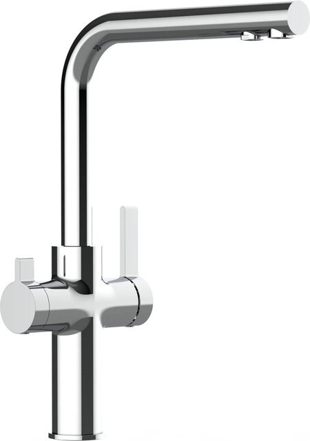 VIZIO 3-Wege Küchenarmatur mit 360 Grad schwenkbarem Auslauf und Filterwasserfunktion, verchromt, Silber - Bild 1