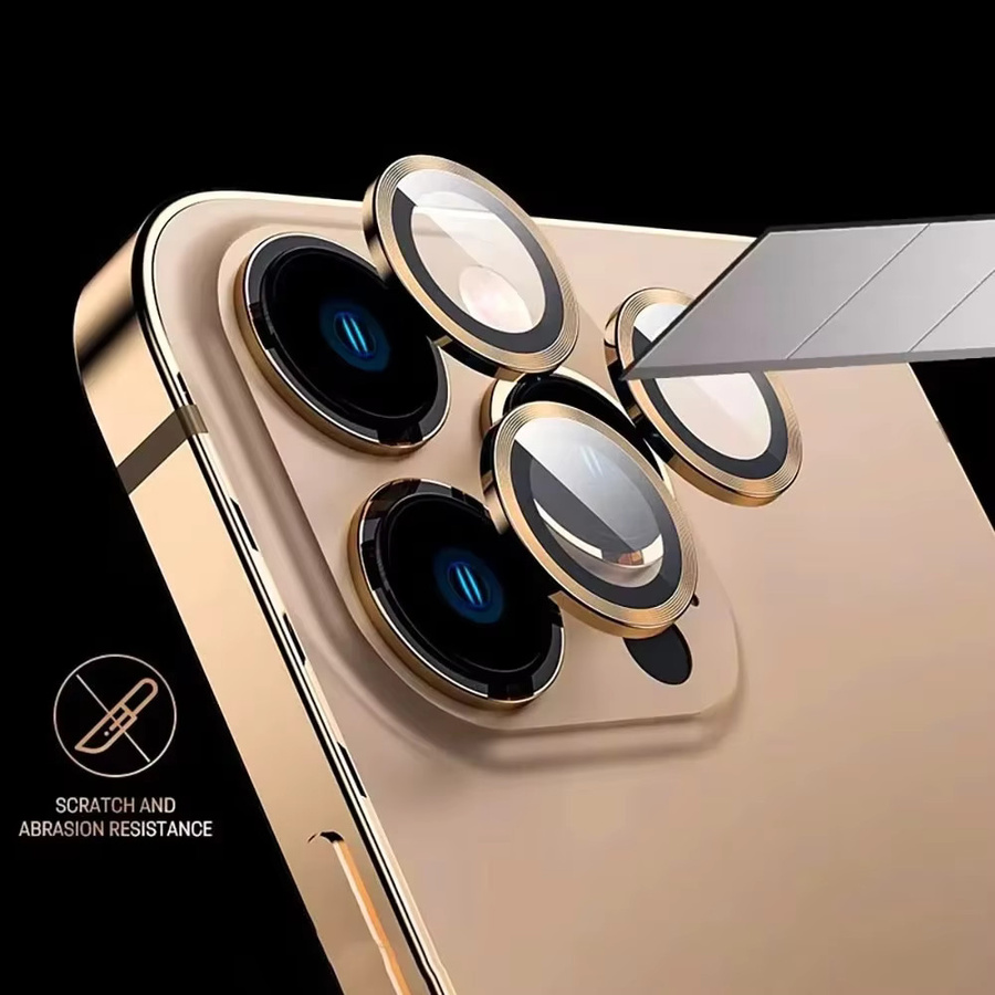 2-3 Stück Kamera Objektiv Schutz für Apple iPhone 16 15 14 13 12 11 Pro Max Plus aus Metall mit Glas in Desert Titanium und Gold - Bild 4
