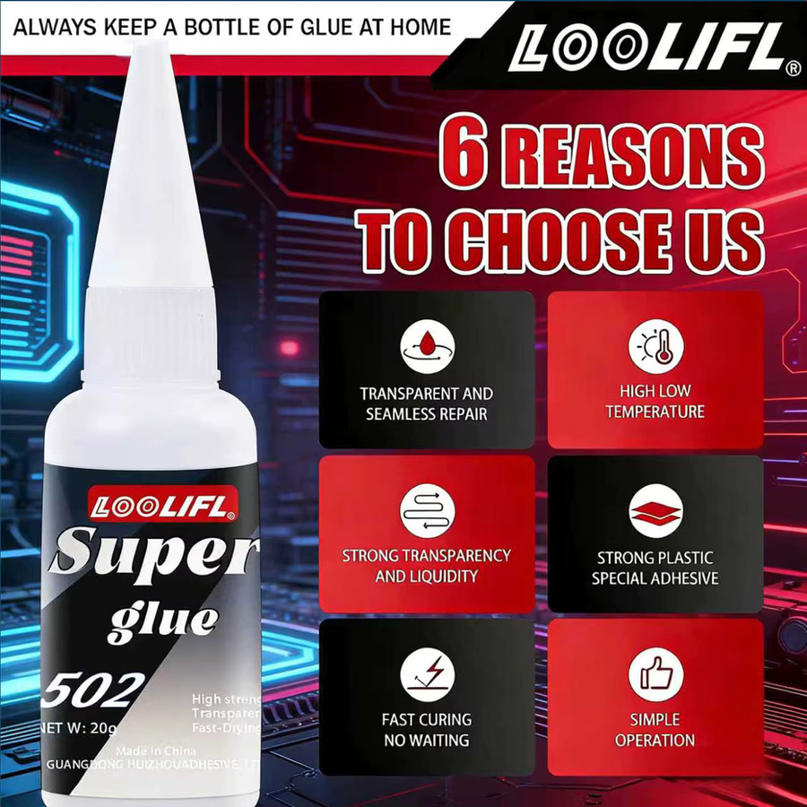 LOOLIFL 502 Superkleber extra stark, transparent, universeller Cyanacrylat-Kleber für Leder, Gummi, Holz und Metall - Bild 4
