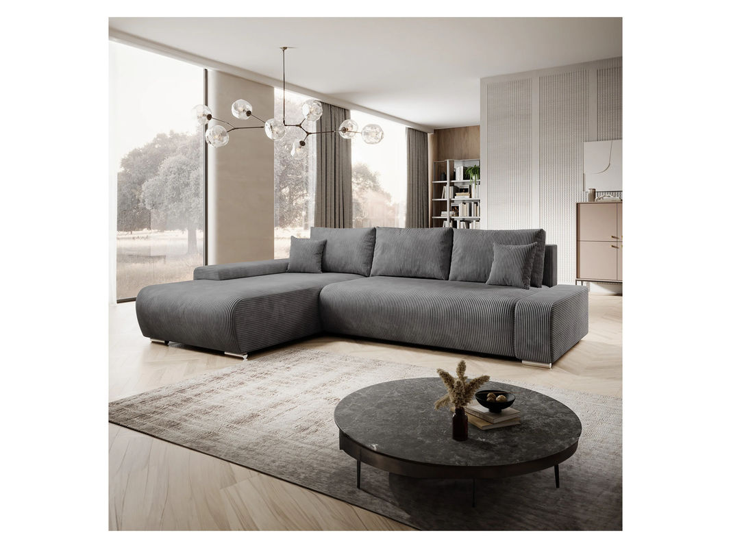 Juskys Sofa Iseo L-Form mit Schlaffunktion und Ottomane, Dunkelgrau, B/T/H: 260 x 180 x 81 cm - Bild 2