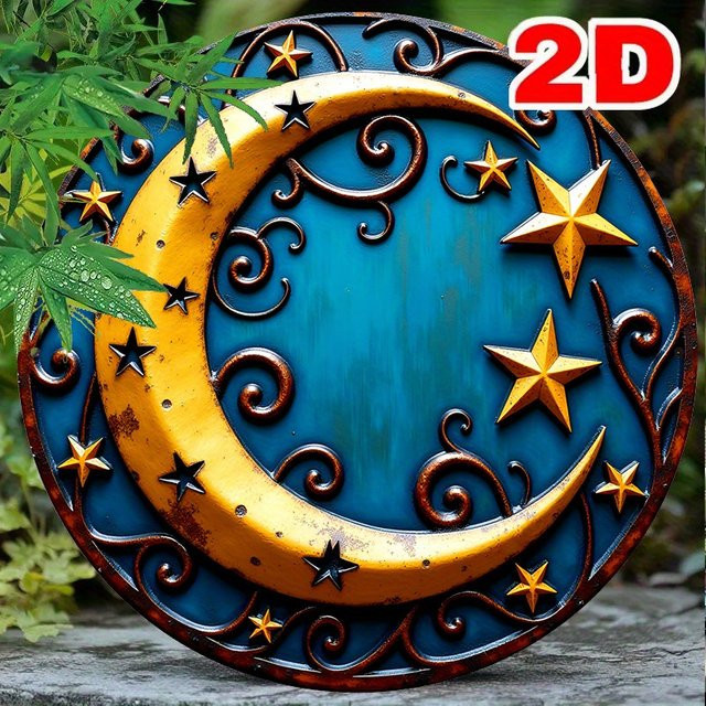 Potdemiel Rustikales Halbmond-Wandschild aus Aluminium mit Sternen, Durchmesser: 20,3 cm - Bild 1