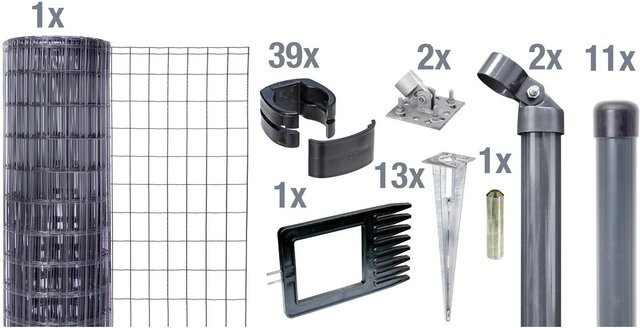 ALBERTS Zaun-Set Fix-Clip Pro mit Bodenhülse in Anthrazit, Höhe: 1000 mm - Bild 1