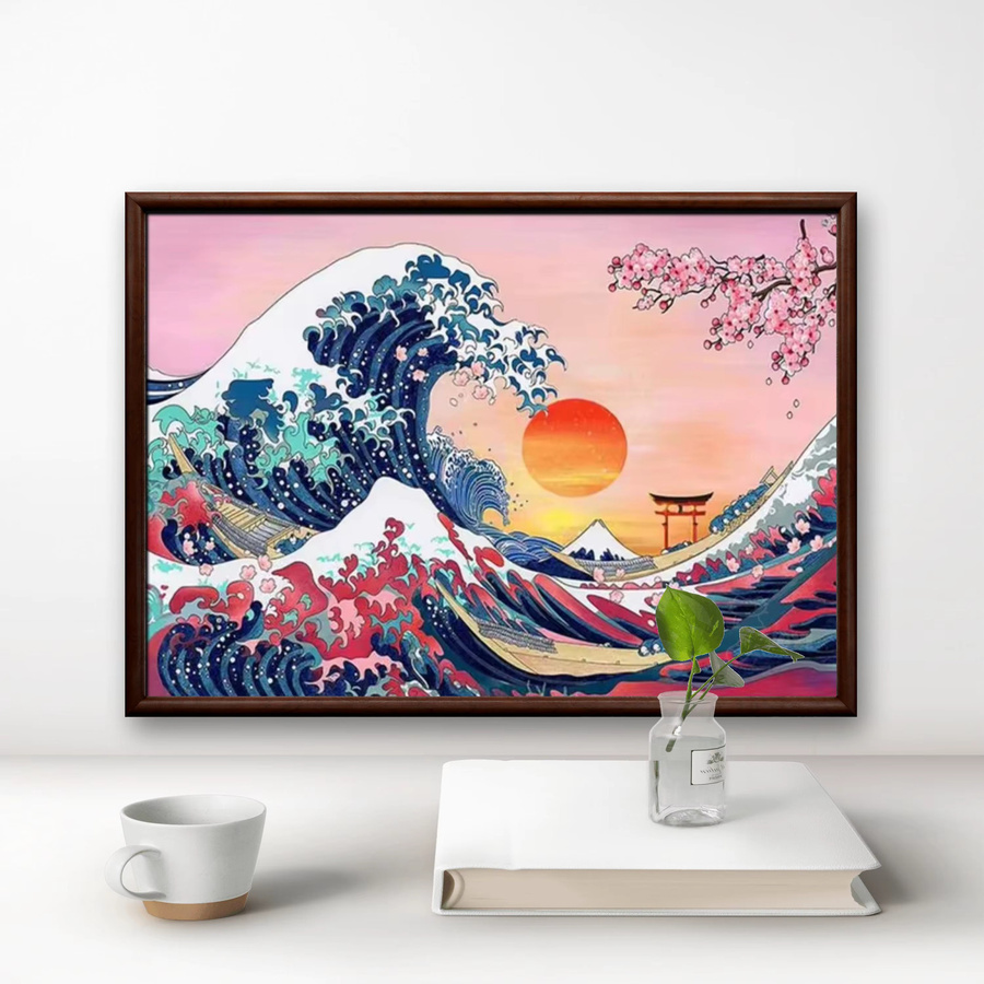 Kayou DIY Diamant-Malerei-Set Japanische Große Welle Landschaftsmosaik in Multicolour, B/H: 40 x 30 cm - Bild 2