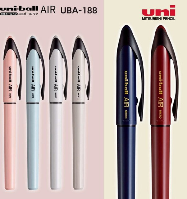 Uni Ball Air Micro Gel Tintenroller UBA-188 mit 0,5 mm und 0,7 mm Spitze in Schwarz und Blau - Bild 1