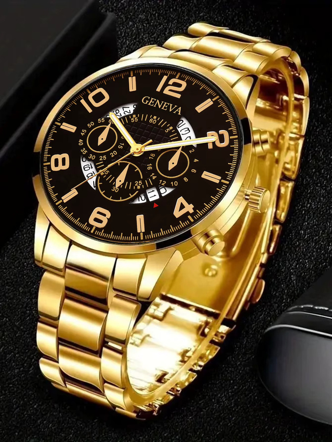 CMK Armbanduhr Quarz, Edelstahl, Gold, Schwarz, Herren - Bild 4