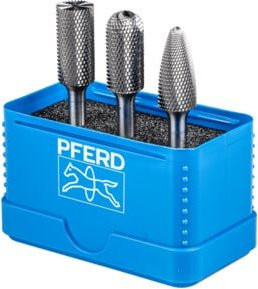 PFERD TOOLS Hartmetall Hochleistungskleinfrässtift Set 1312 MICRO 3-teilig in Blau mit Ø 12mm und Schaft-Ø 6mm für die Feinbearbeitung - Bild 1
