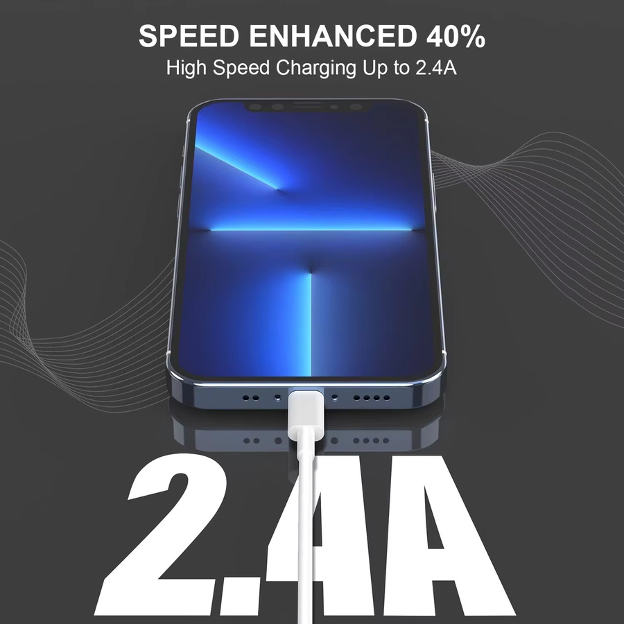 KADIXI MFI-zertifiziertes USB-A auf Lightning Ladekabel in Weiß, 3 Meter lang, kompatibel mit iPhone 14, 13, 12, 11, XS, XR, X, 7, 6 - Bild 2