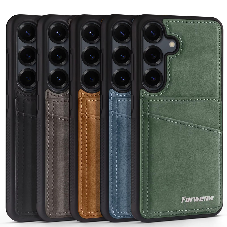 Luxuriöse Leder-Handyhülle mit Kartenfach und Standfunktion für Samsung Galaxy (Grau) - Bild 4