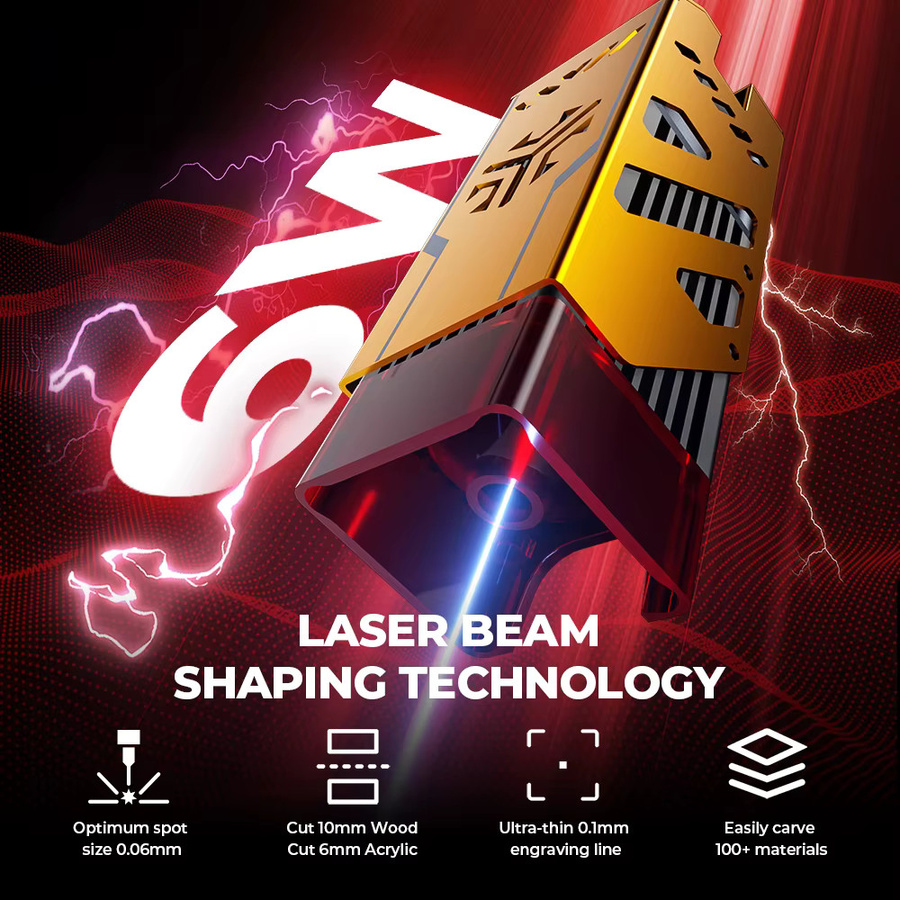ACMER P1 S Pro Laser-Graviergerät mit 6W Leistung, WLAN und Offline-Steuerung, Dioden-CNC-Maschine für Holzbearbeitung, Schwarz - Bild 3