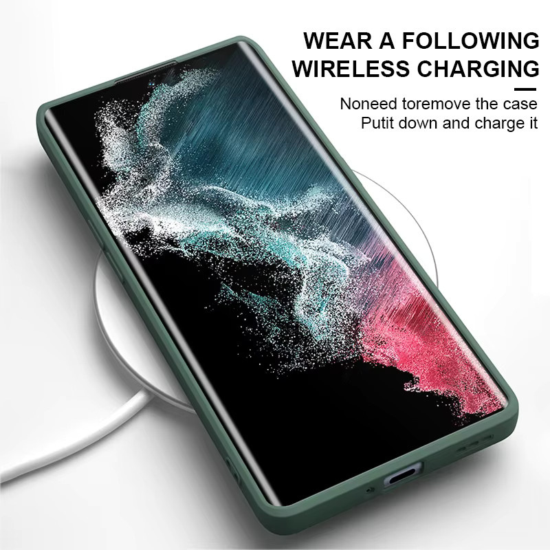 Samsung Schutzhülle aus flüssigem Silikon mit Soft-Touch für Galaxy S24 S23 S22 Ultra Plus und S23 FE in Blau - Bild 5