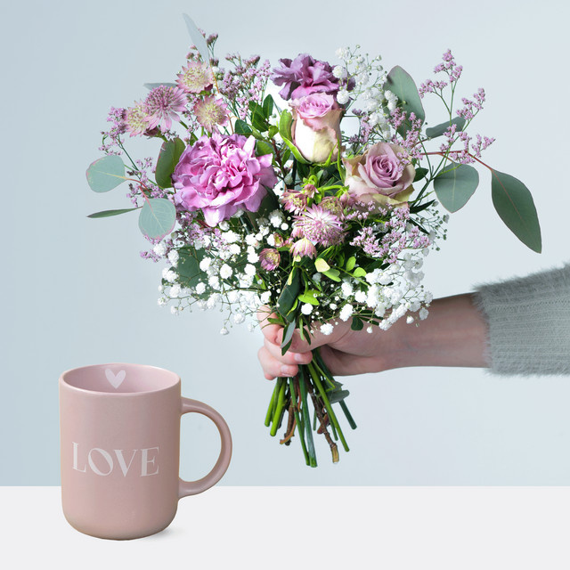 BLUME2000 Arrangement Blumenpost Love rosa pink - Bild 1