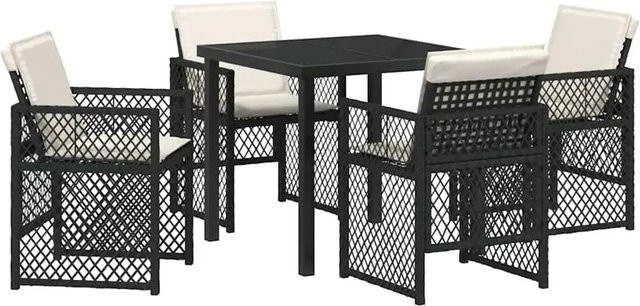 vidaXL Garten Essgruppe 5-teilig aus Poly-Rattan und Stahl in Schwarz - Bild 1