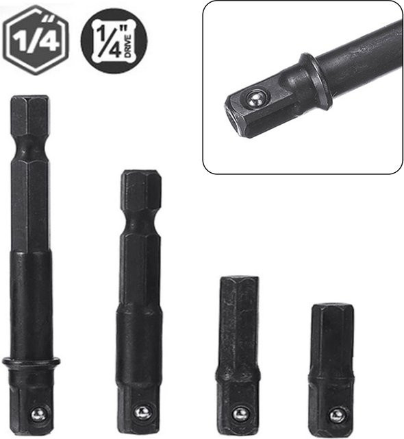 Vibratite Impact Socket Adapter Set mit Hex-Schaft und 1/4 Zoll Quadratischer Buchse in Schwarz - Bild 1