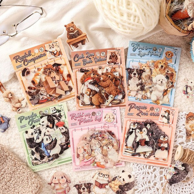 Starry Pet Language Series Kreative Tier-Landschaft PET-Aufkleber für DIY-Journal, Collage und Scrapbooking, Mehrfarbig - Bild 1