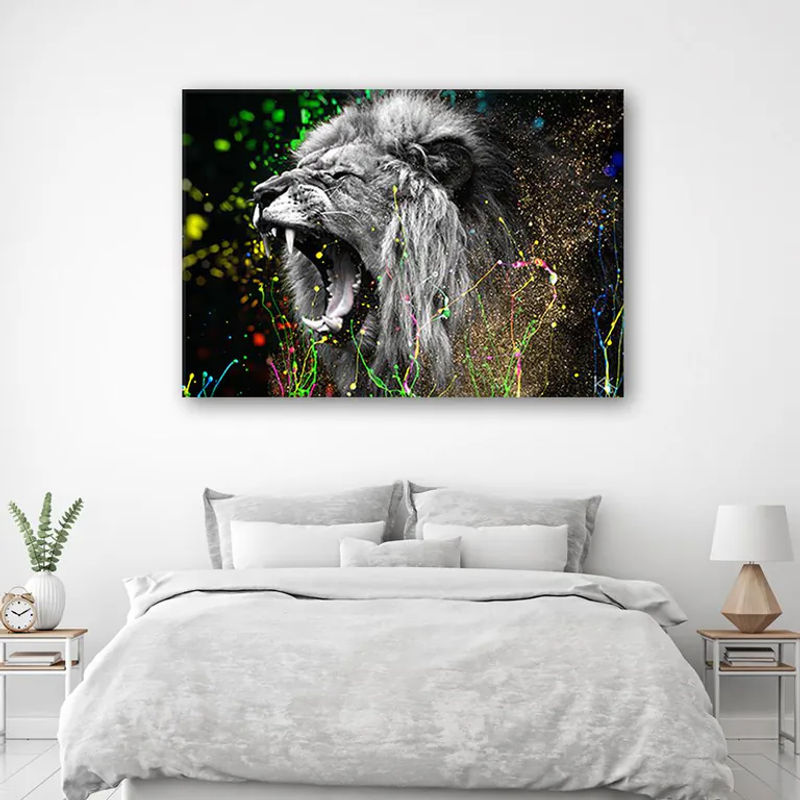 Feeby Leinwandbild Löwe Tiernatur in Querformat, mehrfarbig, B: 60 cm, H: 40 cm - Bild 2