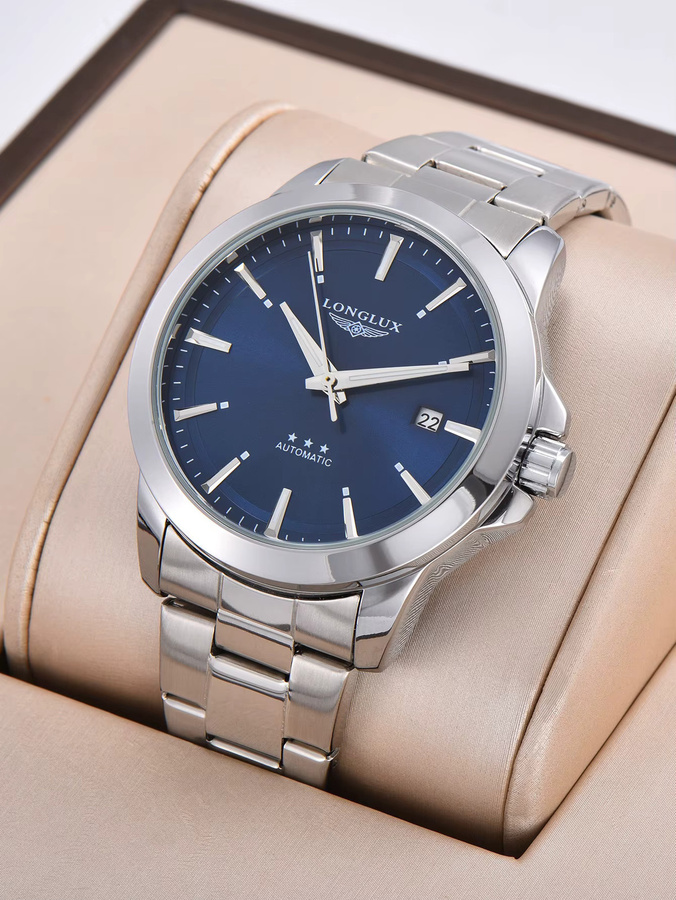LONGLUX Armbanduhr Automatik, Edelstahl, Blau, Herren - Bild 3