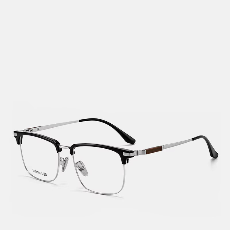 KJDCHD Korrektionsbrille, Titan, quadratisch, Halbrand, Unisex, schwarz - Bild 2