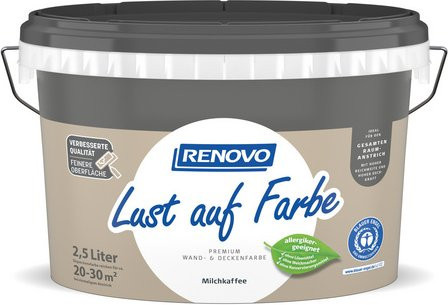 RENOVO Dispersionsfarbe Milchkaffee Matt Braun 2,5 l - Bild 1