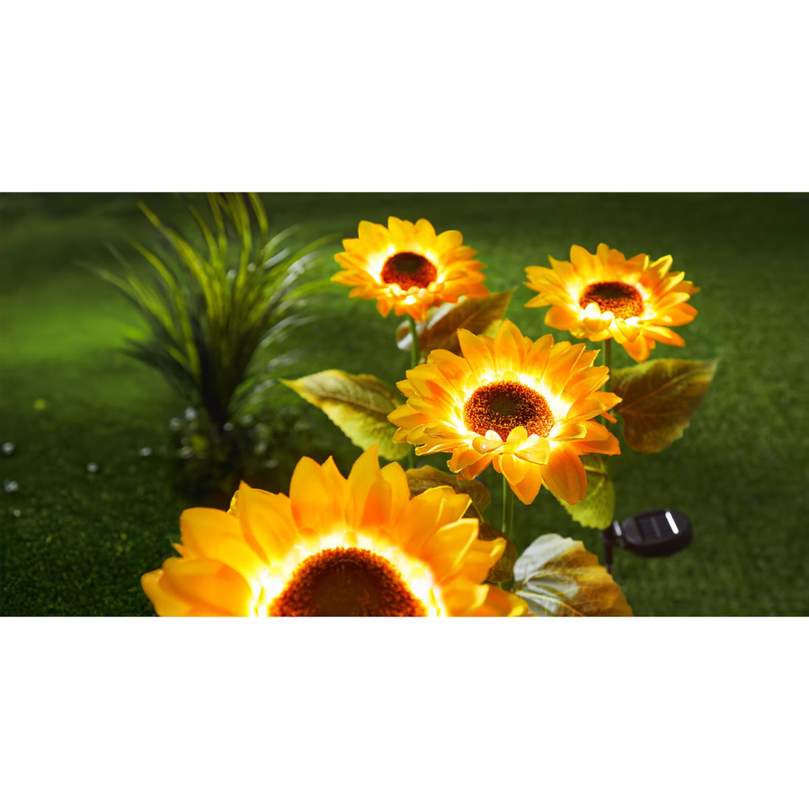 viva domo Solar-LED-Gartenstecker Sonnenblume in Gelb und Grün, 3er-Set - Bild 2