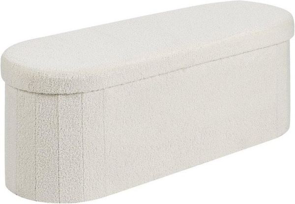 Ovaler Aufbewahrungs-Ottomanen aus Teddyfleece von Buying Solutions, MB, faltbare Polsterbank mit großem Stauraum in Beige und Weiß