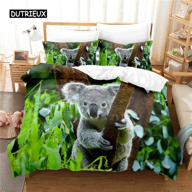 Binchi Outdoor Product Koala Bettwäscheset mit 3D-Digitaldruck in Grün, B/H: 140 x 210 cm - Bild 1