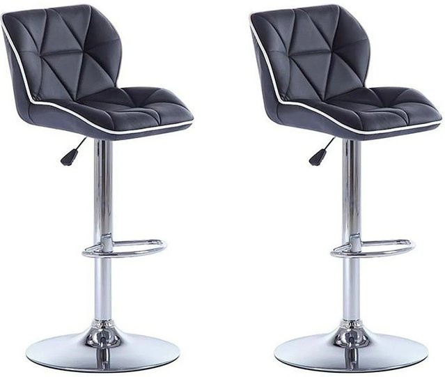 Barhocker Calvin von Vente-unique in Schwarz mit Kunstleder und Metallgestell, Höhe: 45 cm - Bild 1