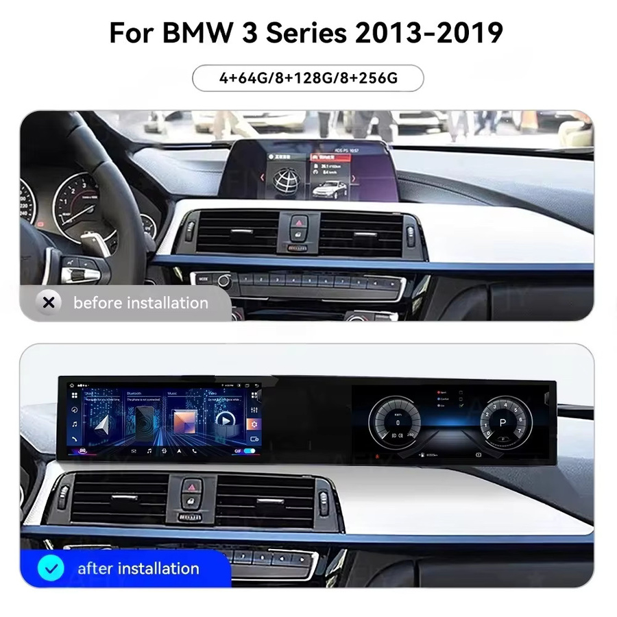 YANFU Dual-Screen Android Multimedia-Player mit GPS und Carplay für BMW 3er F30 F31 und 4er F32 F34 F36, 21 Zoll, Schwarz - Bild 2
