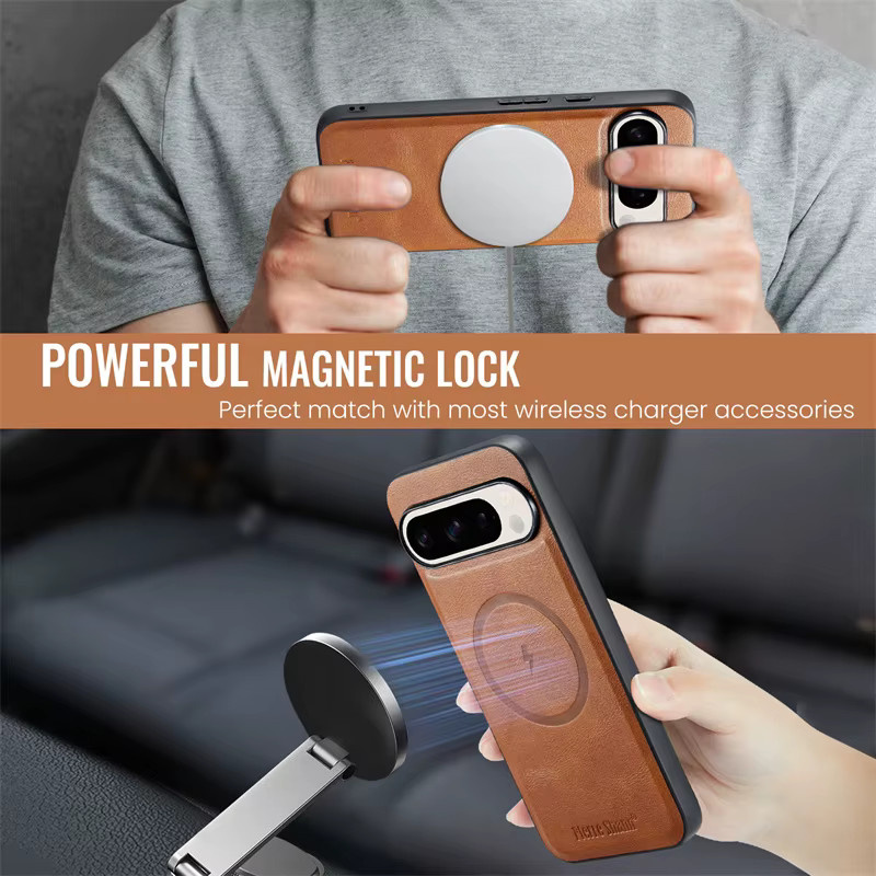 EUCAGR 2-in-1 Magnetische PU-Leder-Handyhülle mit Kartenhalter und Brieftaschenfunktion für Google Pixel 10A 9 9Pro XL 8A 8Pro 8 7 7A 7Pro in Braun - Bild 5