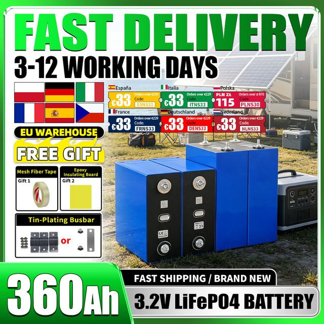 Futuraglow LiFePO4 Batterie Klasse A 3,2V 360Ah Lithium-Eisenphosphat-Akku-Zelle in Blau für Wohnmobile, Camper und Solarsysteme - Bild 1