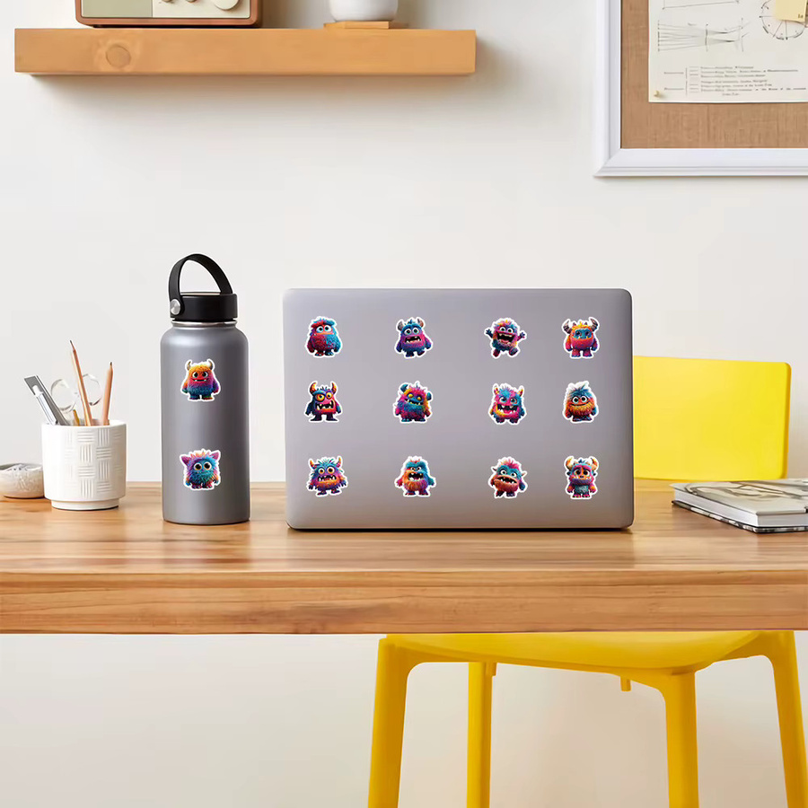 100 Stück Plüsch Monster Graffiti Aufkleber in Multicolour zur Dekoration von Briefpapier, Notebooks und Stifthaltern - Bild 2