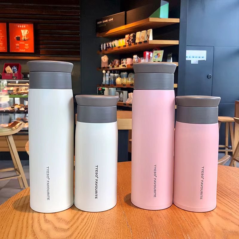 Tyeso Thermoskanne aus Edelstahl mit mattierter Oberfläche, isolierte Trinkflasche für Tee und Wasser, Farbe: Weiß, 350 ml oder 500 ml - Bild 3