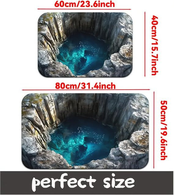 JGJG 3D Badematte aus Polyester, rutschfest und schnell trocknend, Schwarz, B/T: 60 x 40 cm - Bild 1