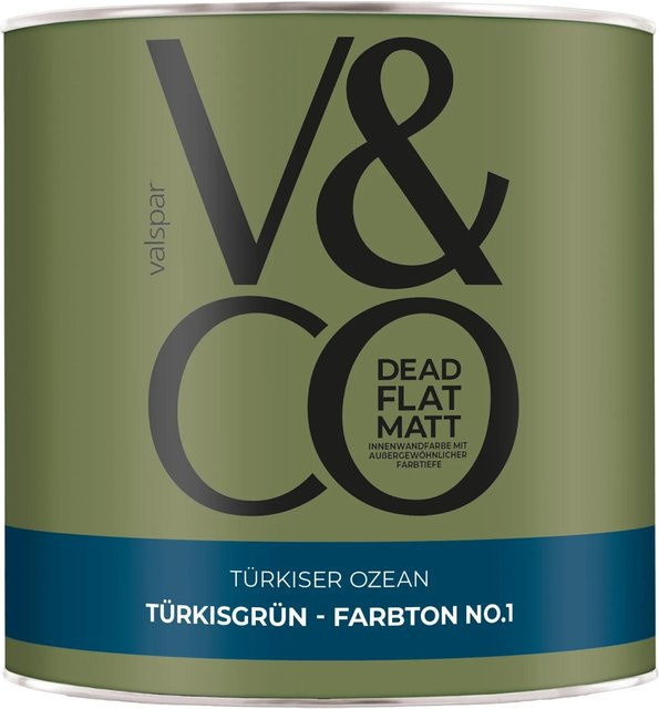 V&CO Premium-Innenfarbe Dead Flat Matt in Türkisgrün (1 Türkiser Ozean), 2,5 l - Bild 1