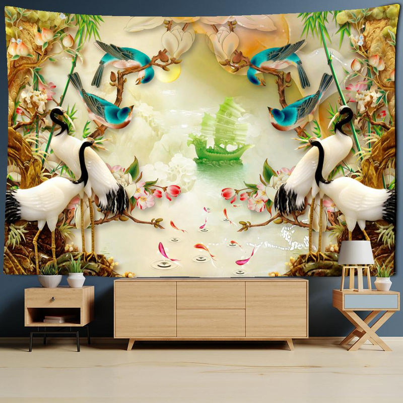 Super Six Kran Relief Wandteppich im Bohemian Stil, mehrfarbig, B/H: 95 x 70 cm - Bild 2