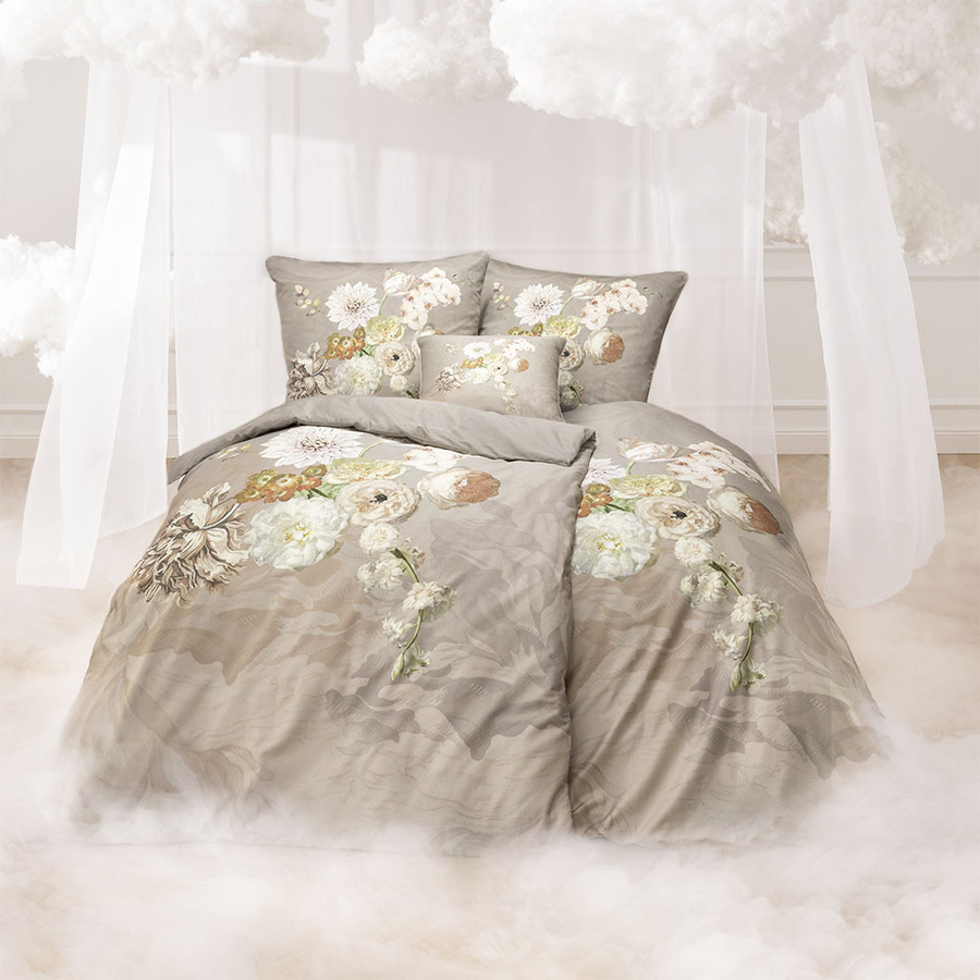 Estella Bettwäsche Danika Blüten aus Mako-Satin in Nougat mit floralem Design, B/H: 155 x 220 cm und 80 x 80 cm - Bild 1