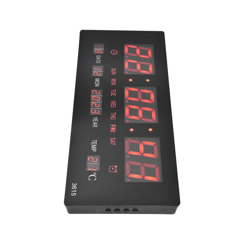 Digitale LED Wanduhr von Tooarts in Schwarz mit Thermometer, geräuschlos und minimalistisch, B/H: 36,6 x 15,5 cm - Bild 5