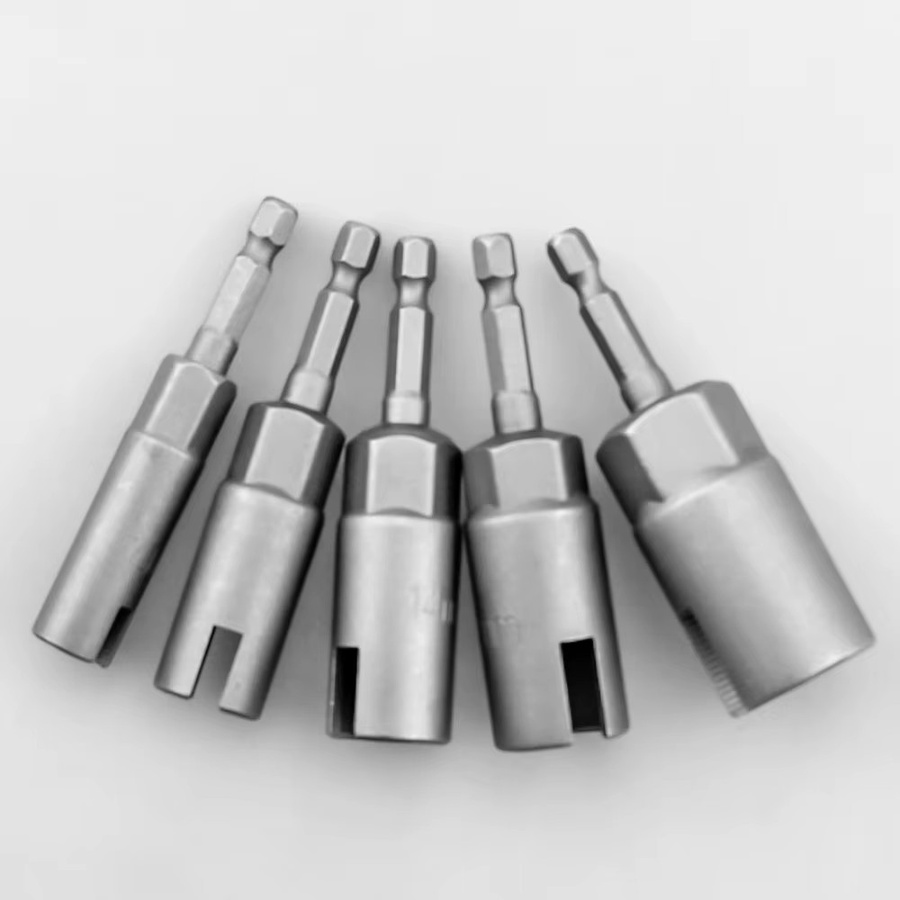 Sechskant-Flügelmutter-Schraubendreher-Set mit 1/4 Zoll Anschluss in Silber, leistungsstarker Steckschlüssel und Flügelmutter-Bohrer - Bild 5