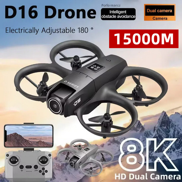 DIXSG D16 Mini-Drohne mit 8K HD Doppelkamera, GPS-Positionierung und Hindernisvermeidung, grau - Bild 1