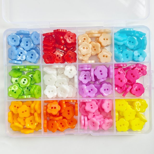 240er-Pack Mini-Blumenknöpfe aus Kunststoff in Multicolour für Näh- und Scrapbooking DIY Bastelbedarf - Bild 1