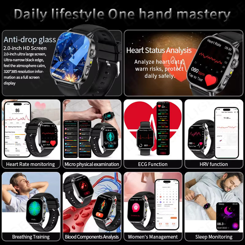 LIGE Smartwatch, Schwarz, Silikon, Unisex - Bild 5