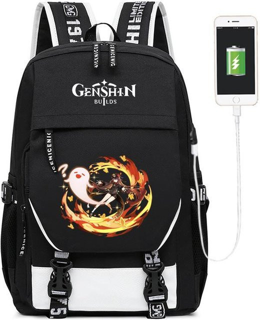 3-teiliges Schulrucksack-Set in Schwarz aus Oxford-Stoff mit Schultasche, Schultergurt und Federmäppchen - Bild 1