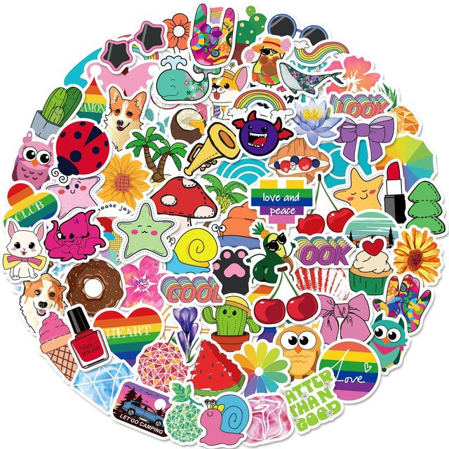 100 Cartoon Aufkleber für Kinder, Multicolor - Bild 1