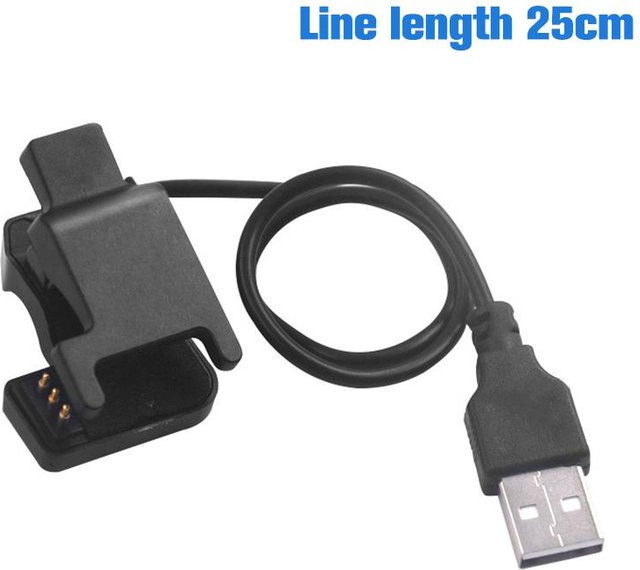 Clearl Love USB-Schnellladekabel für Smartwatches mit 3-Pin-Clip und USB-A Anschluss in Schwarz - Bild 1