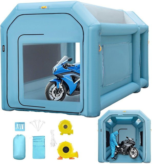 Tragbare aufblasbare Lackierkabine von MB in Blau mit Luftfiltersystem und 2 Gebläsen, B/T/H: 396,24 x 243,8 x 243,8 cm - Bild 1