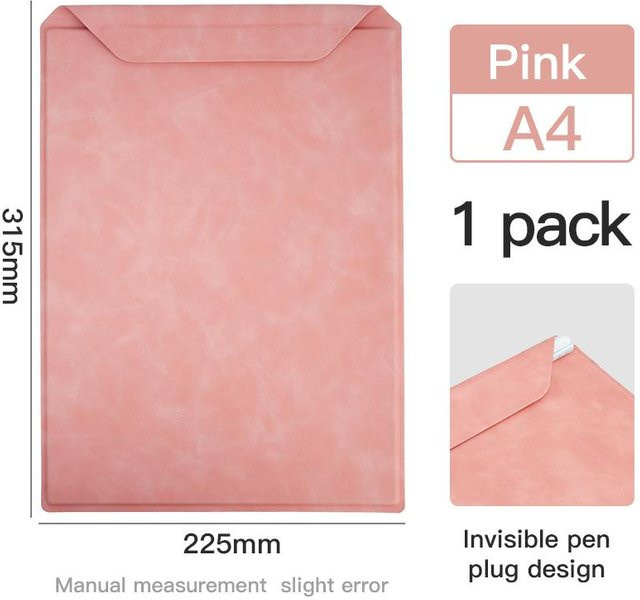 Yiran Furniture A4 Leder Business Ordner mit magnetischer Zwischenablage in Rosa - Bild 1